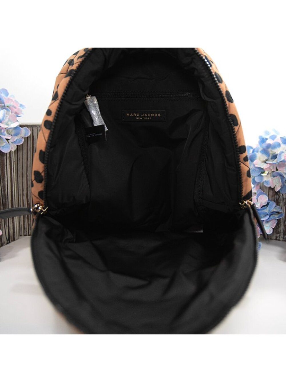 Marc Jacobs Preppy Nylon Quilted Leopard Large Backpack Bag NWT - Picture 7 of 7